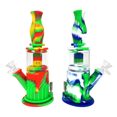 9.25'' Silicone 4-in-1 Glass Water Pipe Bong on sale